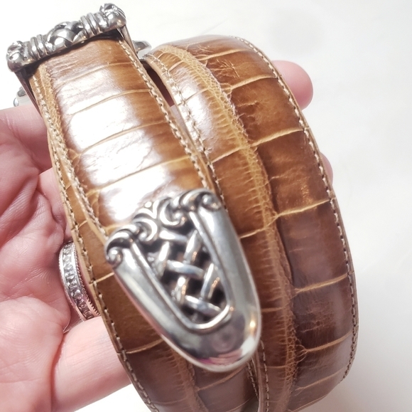 Brighton Brown Leather Belt with Silver Accents - Picture 3 of 8